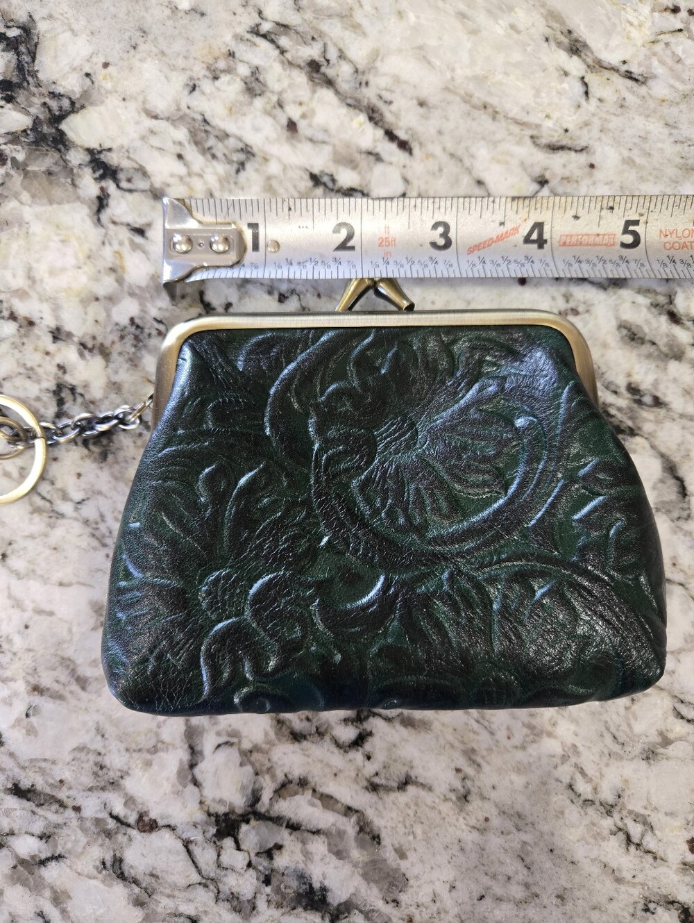 Patricia Nash Green Embossed Leather Kiss-Lock Coin Purse - Picture 10 of 11